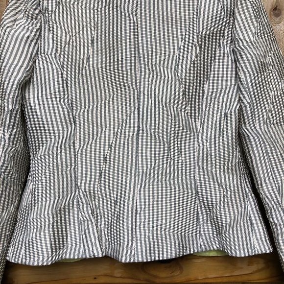 Flores & Flores Striped Seersucker Jacket and Silk Camisole Size 4 Yellow Gray - Picture 6 of 15